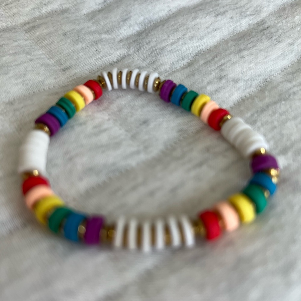 Trending bracelet, elastic colorful beads One Size
